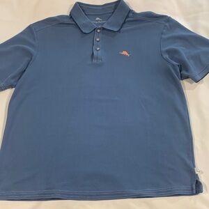 Tommy Bahama Blue Polo Shirt with Orange Logo